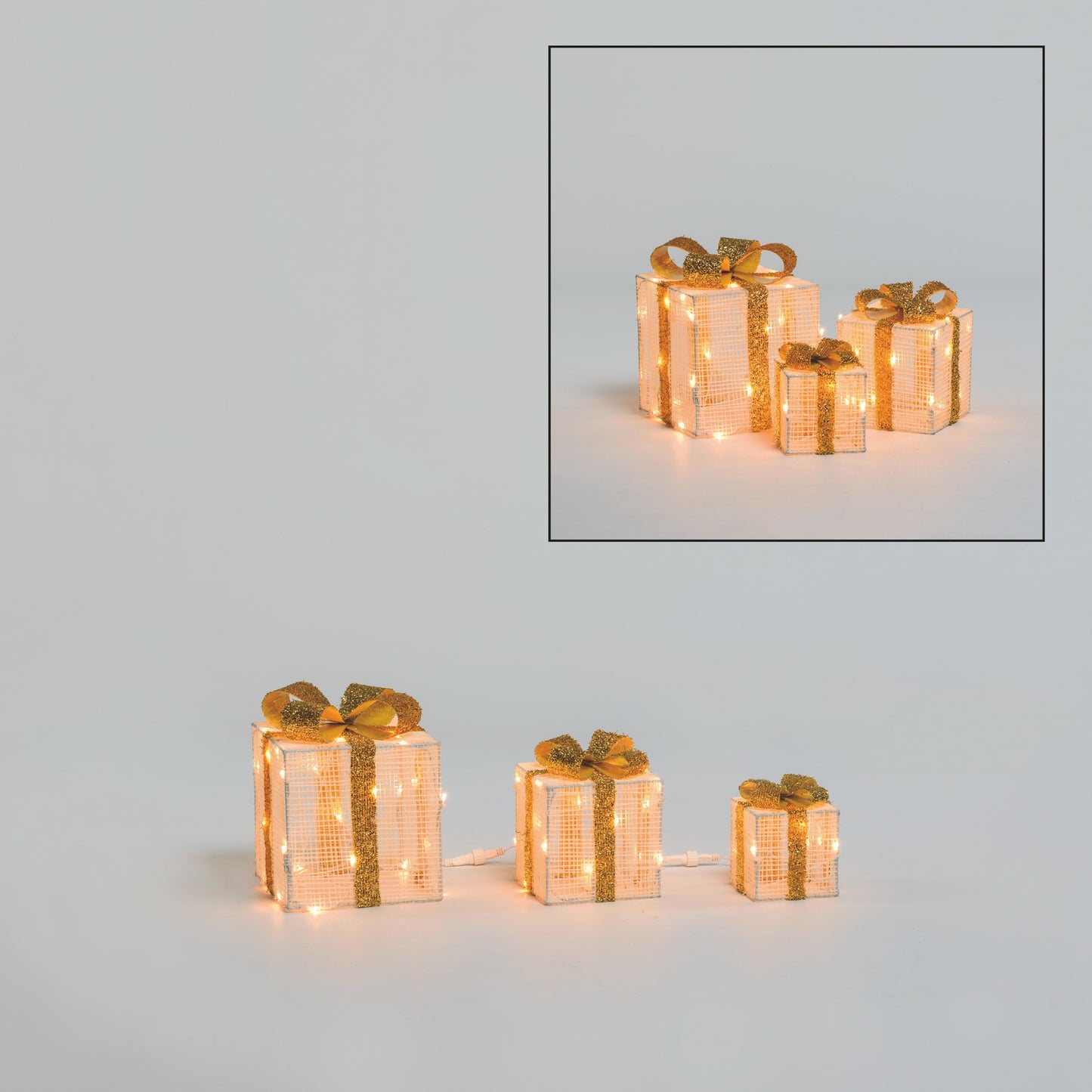 Set 3 pacchi regalo 3D H25x20x15cm 120 LED