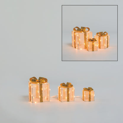 Set 3 pacchi regalo 3D H25x20x15cm 120 LED
