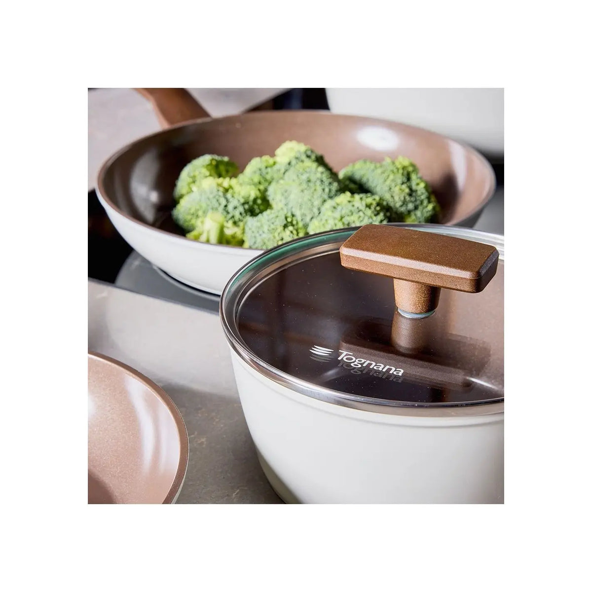 Coperchio in vetro Ø 16 cm con pomolo soft touch e foro vapore