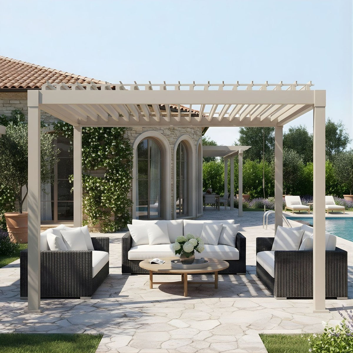Bizzotto pergola Garda 3x3 m seta in acciaio con tetto lamellare