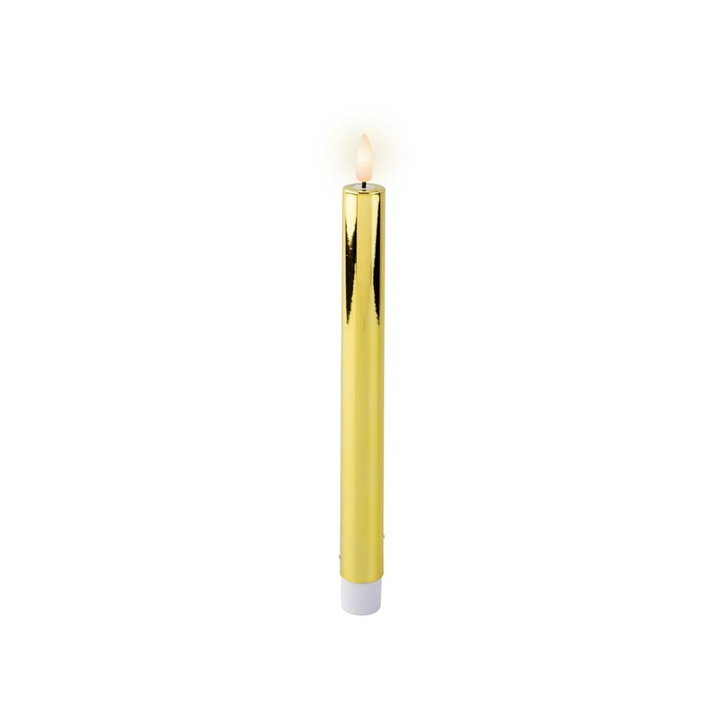 Candela LED con stoppino a batteria oro Ø2.2 × H24.5 cm
