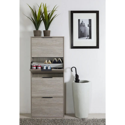 Scarpiera 4 ribalte rovere gessato  cm 65x25x147 h