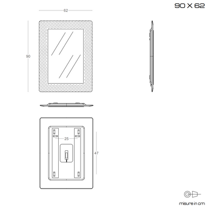 Specchio con cornice in vetro fuso color dorato 90x62 cm