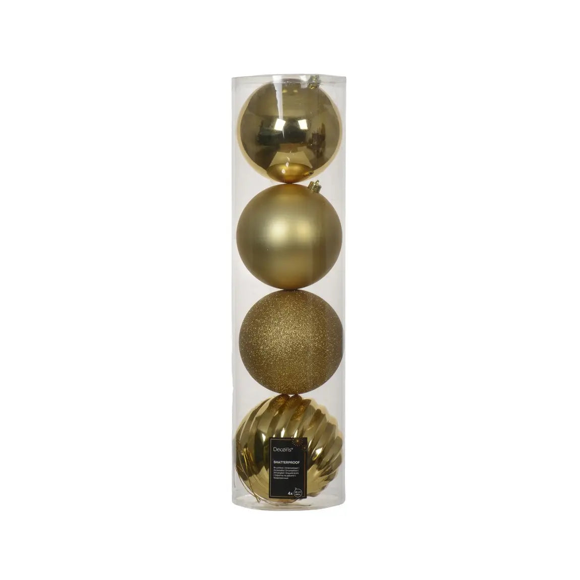 Set 4 sfere natalizie in polistirolo oro Ø14 cm – assortite
