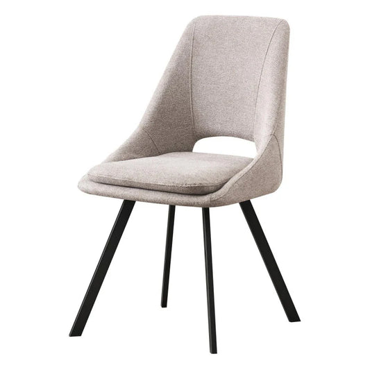 Sedia tessuto beige Miranda gambe metallo nere 56x48x85 cm