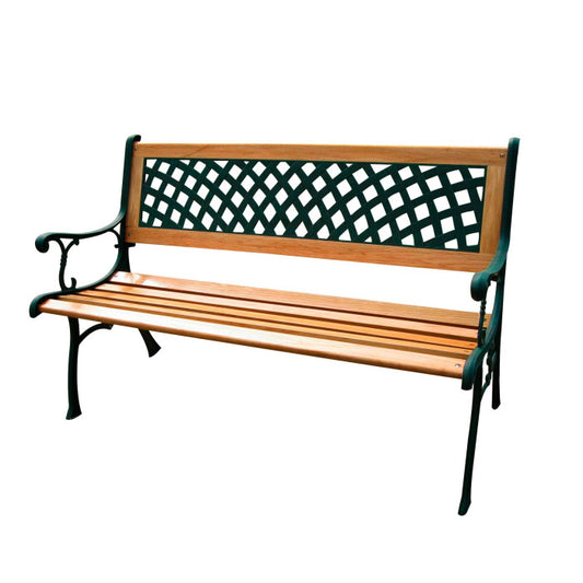Panca da giardino Rombo in ghisa e legno verde cm 125x52x74h