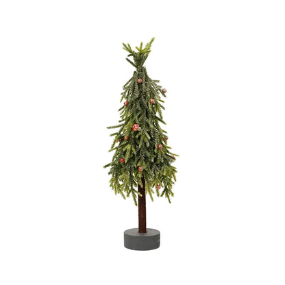 Mini albero di Natale Merry Fir verde glitter con bacche e funghi Ø14 × H45 cm