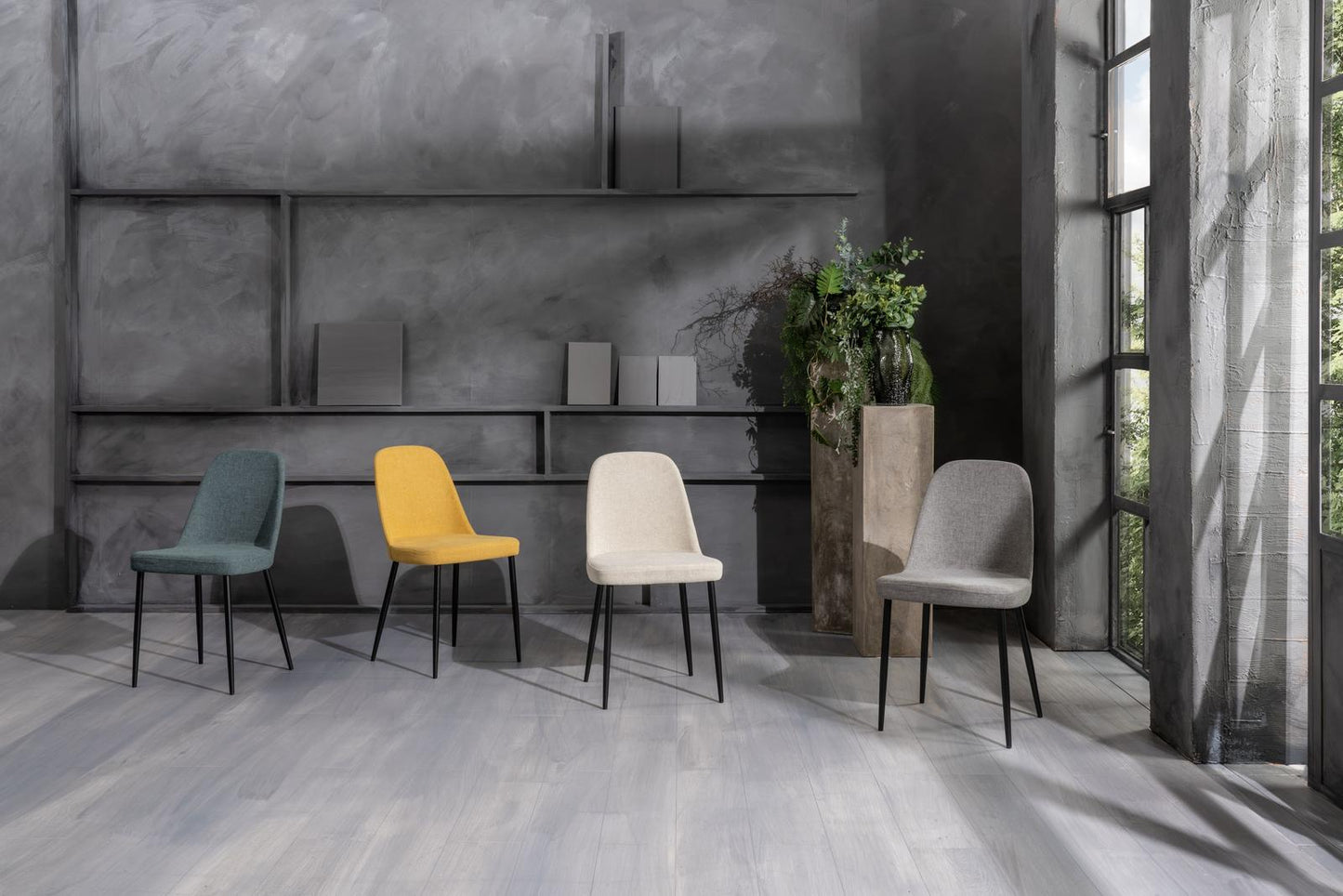 4x Sedia in Tessuto Beige 55x46xH.85 cm