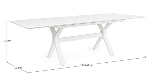 Tavolo allungabile giardino Kenyon bianco cm 180-240 x 100