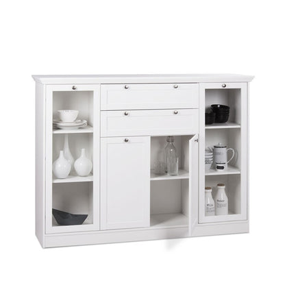 Mobile credenza con vetrina 4 ante 2 casssetti bianco 160x40xh.120cm
