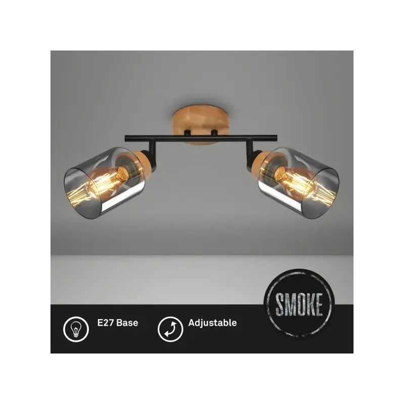 Faretto Spot Hema 2 Luci E27 28 cm nero smoke orientabile