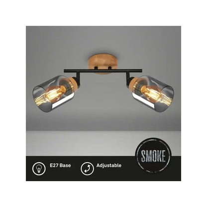 Faretto Spot Hema 2 Luci E27 28 cm nero smoke orientabile