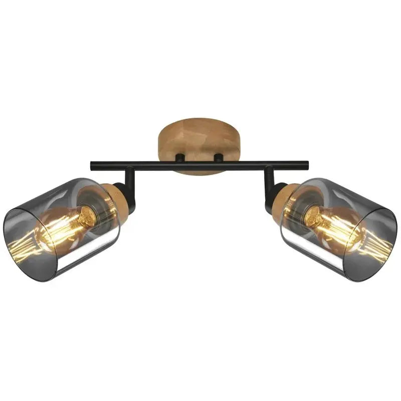 Faretto Spot Hema 2 Luci E27 28 cm nero smoke orientabile