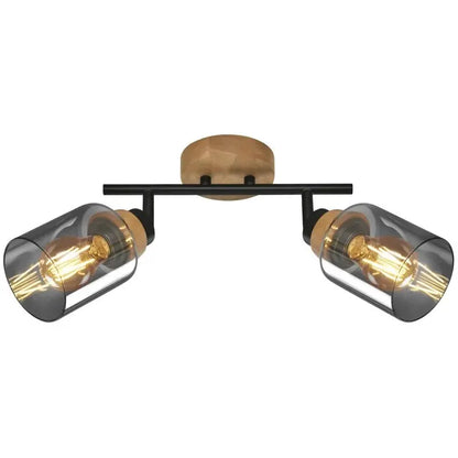 Faretto Spot Hema 2 Luci E27 28 cm nero smoke orientabile
