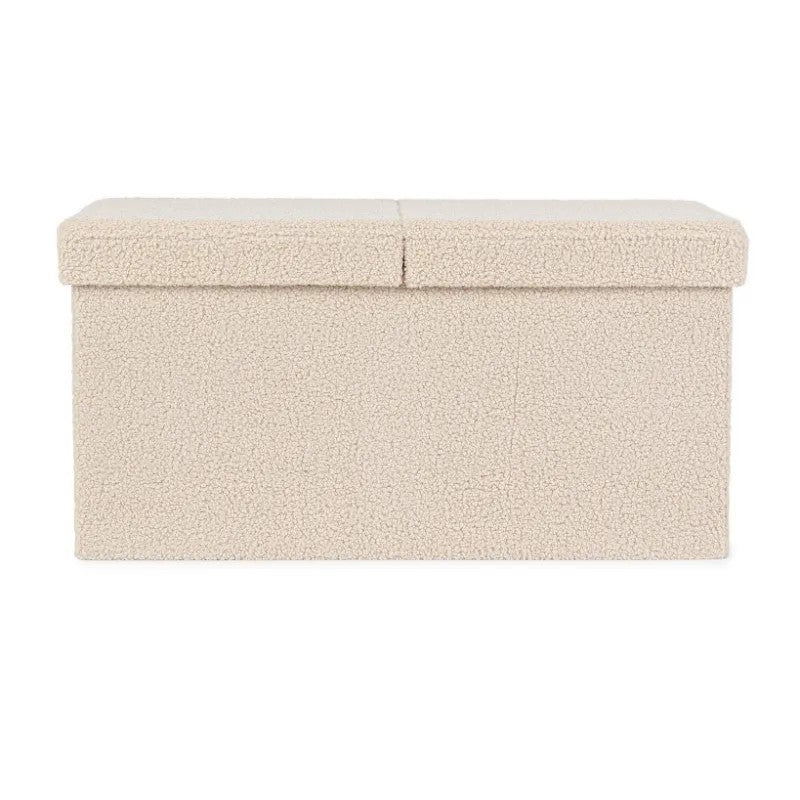 Pouf contenitore Joris con effetto bouclè beige cm 76x38x38