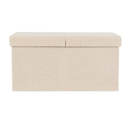Pouf contenitore Joris con effetto bouclè beige cm 76x38x38