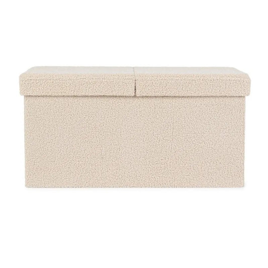 Pouf contenitore Joris con effetto bouclè beige cm 76x38x38