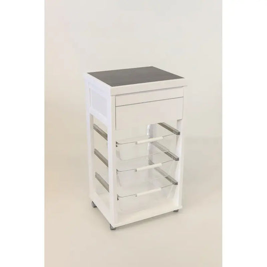 Carrello Prestige bianco con top in ceramica e cesti estraibili
