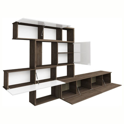 Parete attrezzata noce e bianco 187,5x48,7x293