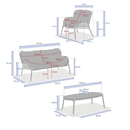 Set salotto hespéride Meloane beige 5 posti cm 294x166x81 h
