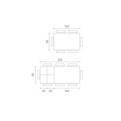 Tavolo allungabile Account 24 con top in ceramica sabbia e gambe in metallo cm 140-220x90x75h