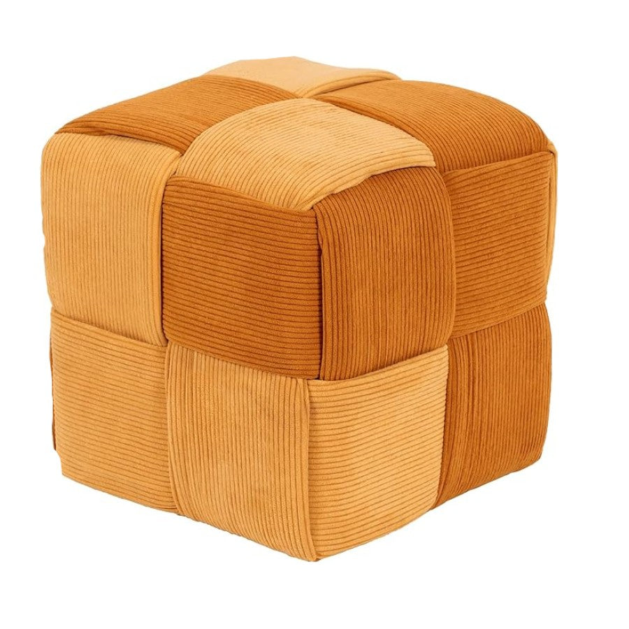 Pouf brady vell intrecciato ocra-mattone  38x38x38 cm