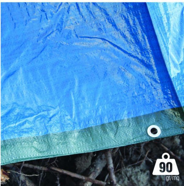 Telo occhiellato blu/verde 6x10m