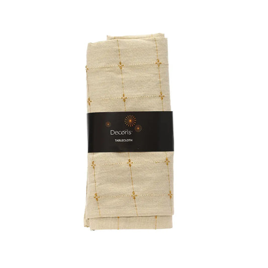 Tovaglia ecrù con decorazioni oro 140 × 240 cm