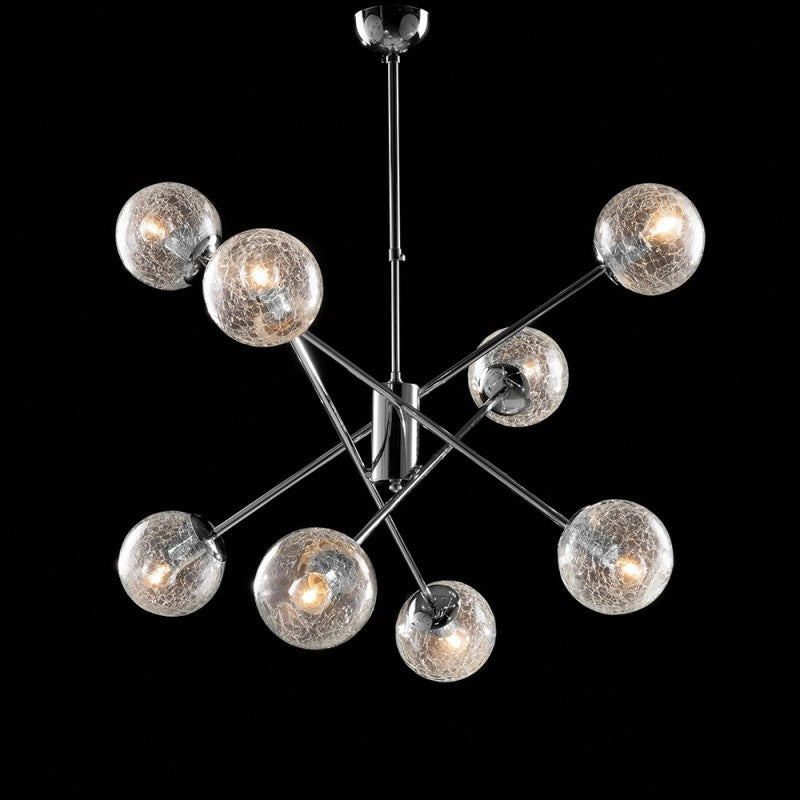 Lampadario moderno in ferro cromo lucido 8 luci cm 73