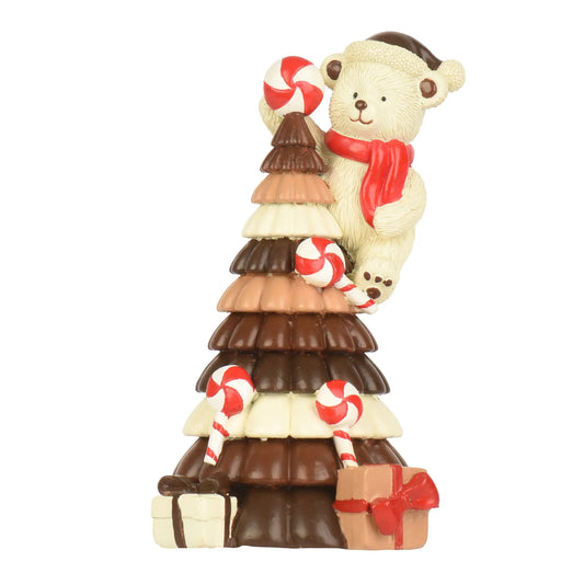 Albero di Natale in resina con orso e regali 9,5 × 10 × H17,5 cm