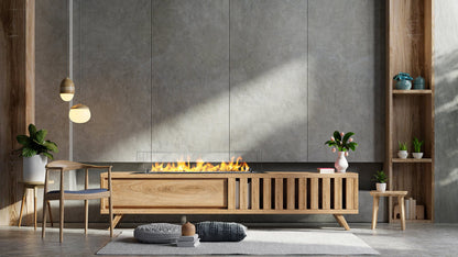 Bruciatore per camino a bioetanolo in acciaio con vetri 100x21x19,4 cm