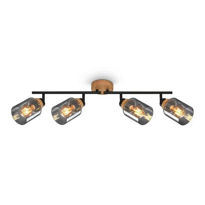 Briloner Hema barra 4xe27 legno nero in vetro smoke