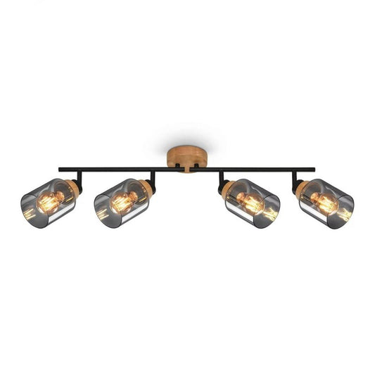 Briloner Hema barra 4xe27 legno nero in vetro smoke