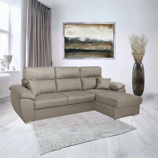 Divano grigio 265x166 cm con penisola