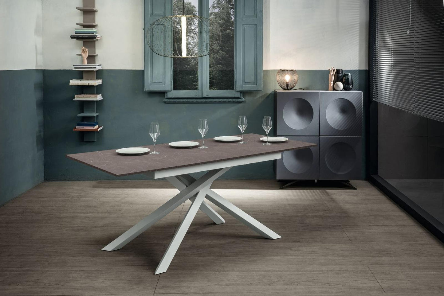 Tavolo allungabile antracite-bianco 90 cm x 140- 190 cm H. 76 cm