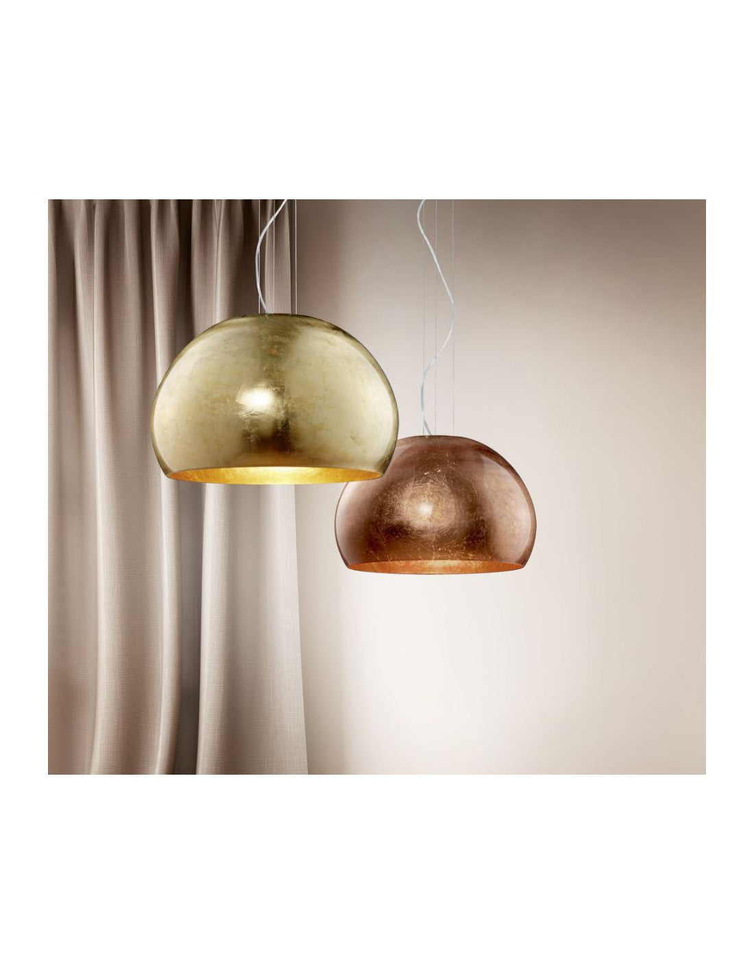 Sospensione Moderna Paralume Vetro Opale Oro Ø51 cm Ontario Trio Lighting