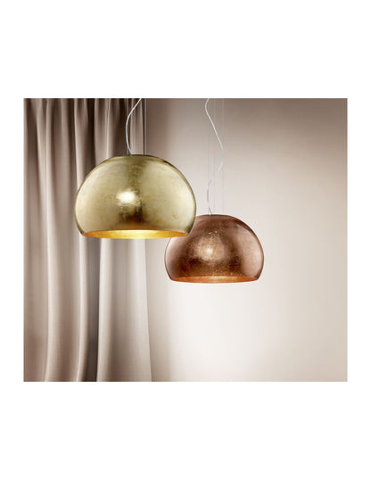 Sospensione Moderna Paralume Vetro Opale Oro Ø51 cm Ontario Trio Lighting