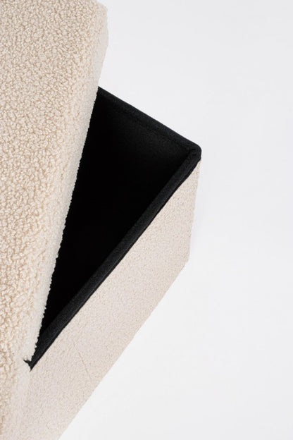 2x Pouf beige in bouclé 76x38x38