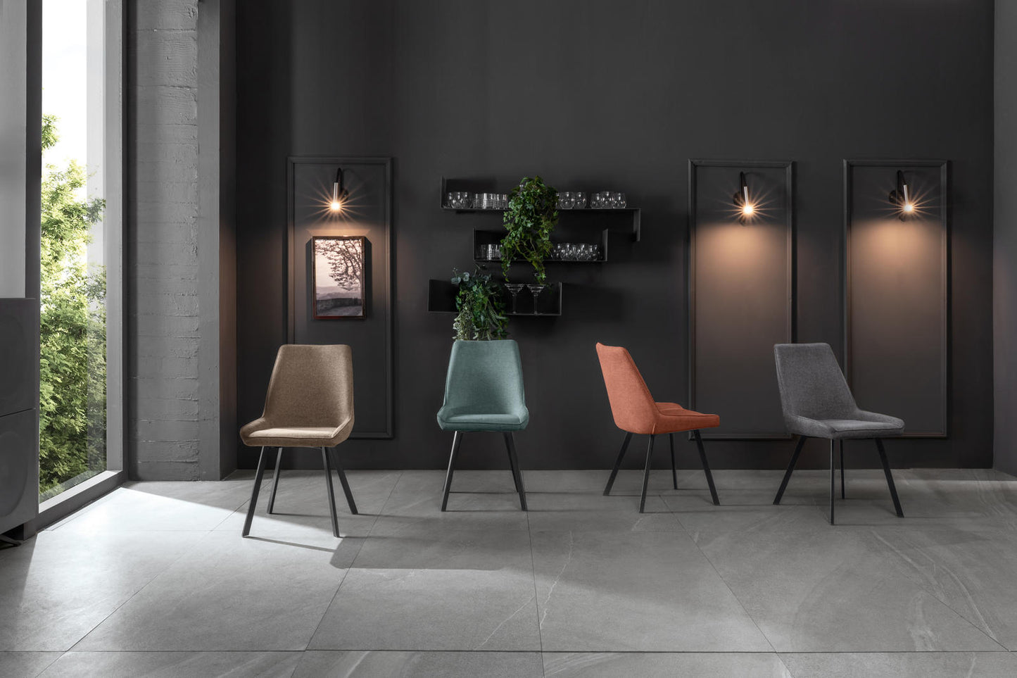 4x Sedia in Microfibra 48cm x 60cm H. 87cm