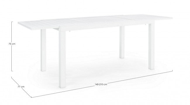 Extendable table 140-210x77 white in aluminium