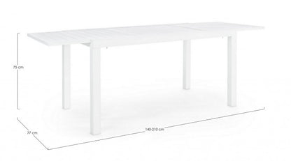 Extendable table 140-210x77 white in aluminium