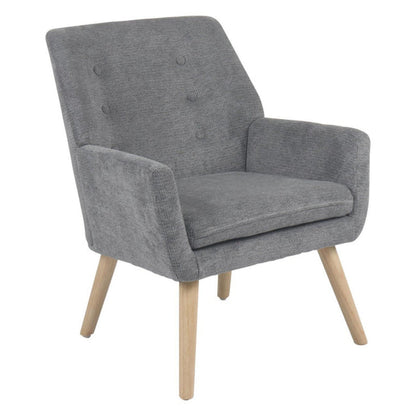 Poltrona Michelle in tessuto grigio con gambe in legno naturale cm 82x68x64