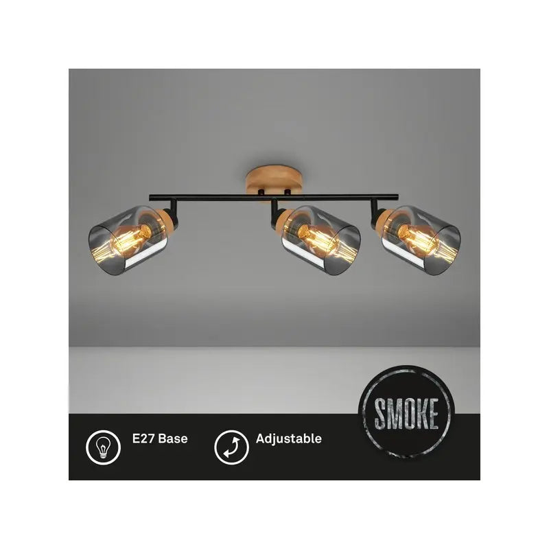 Faretto Spot Hema 3 Luci E27 47 cm nero smoke orientabile