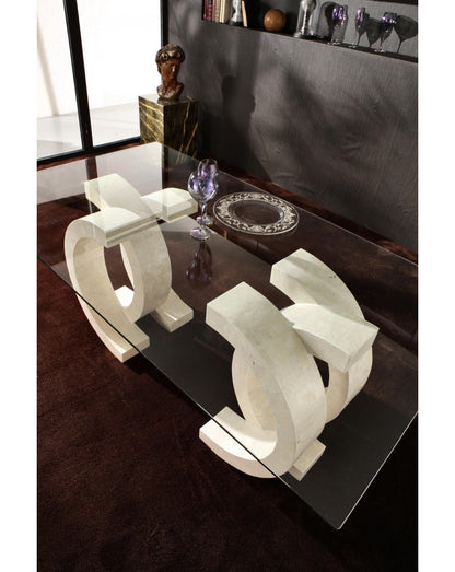 Tavolo fisso 180x100 - Trasparente - Olimpia - Gambe Beige