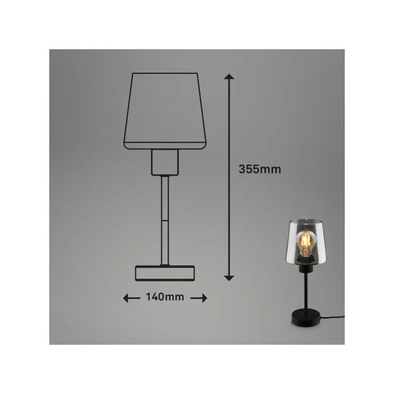 Lampada da tavolo Smoke E27 Ø14x35,5 cm nero
