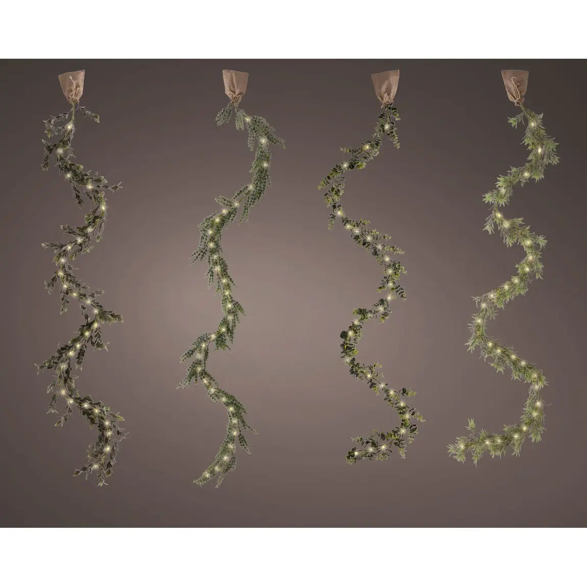 Ghirlanda natalizia verde con micro LED bianco caldo 180 cm – 1 pezzo assortito