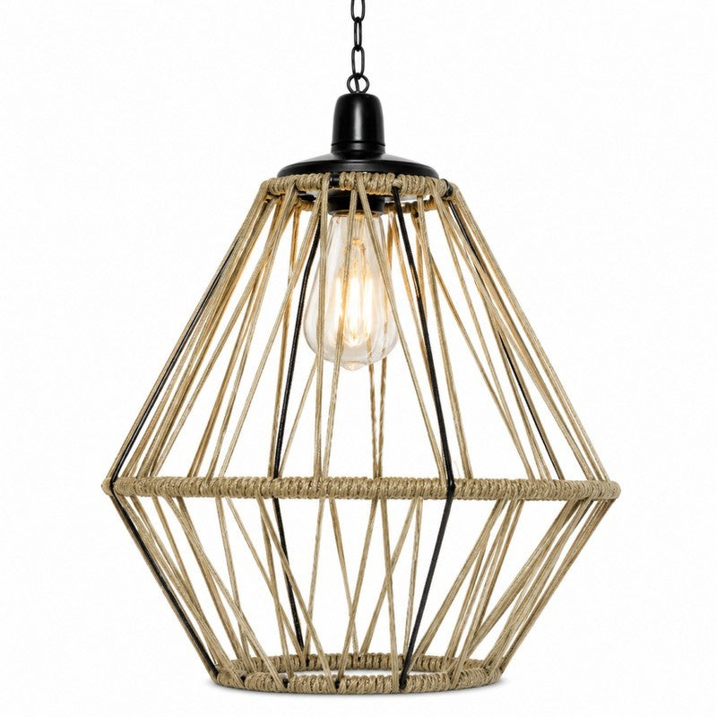 Lampada solare sospesa in metallo color sabbia Ø38 × H47 cm LED luce calda
