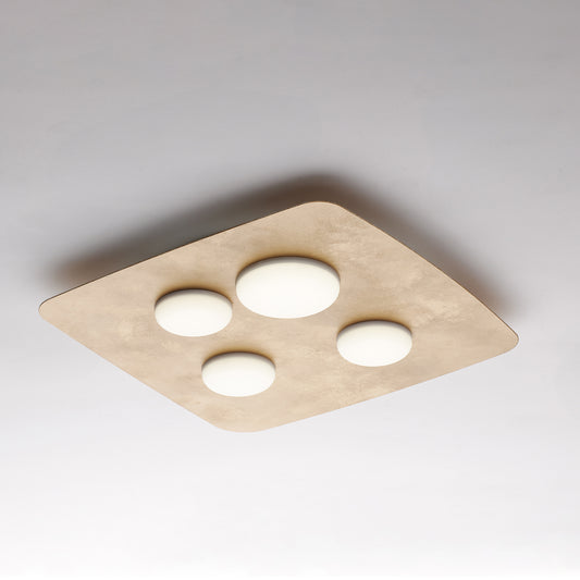Plafoniera bianca in metallo, oro antico, LED, 4 luci, Ø 45 cm