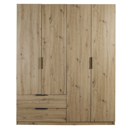 Armadio 4 ante e 2 cassetti cm 162x58 rovere artisan