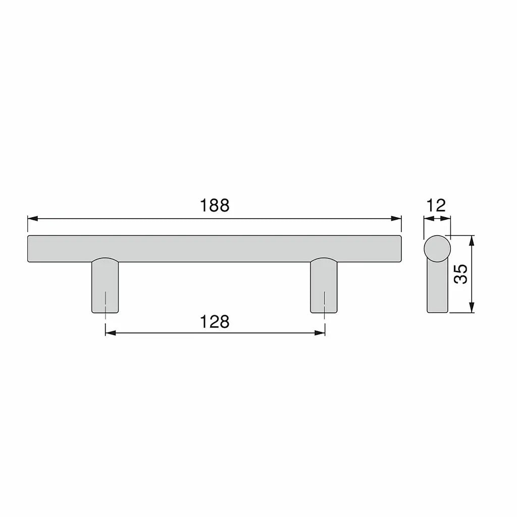 Maniglia per mobili Orlando L188 mm, interasse 128 mm, Acciaio, Verniciato nero